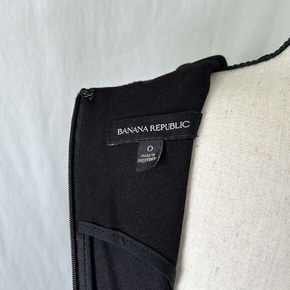 Banana Republic Black Stretch Sleeveless Sheath Dress Back Zip Office Size 0 - Picture 5 of 10